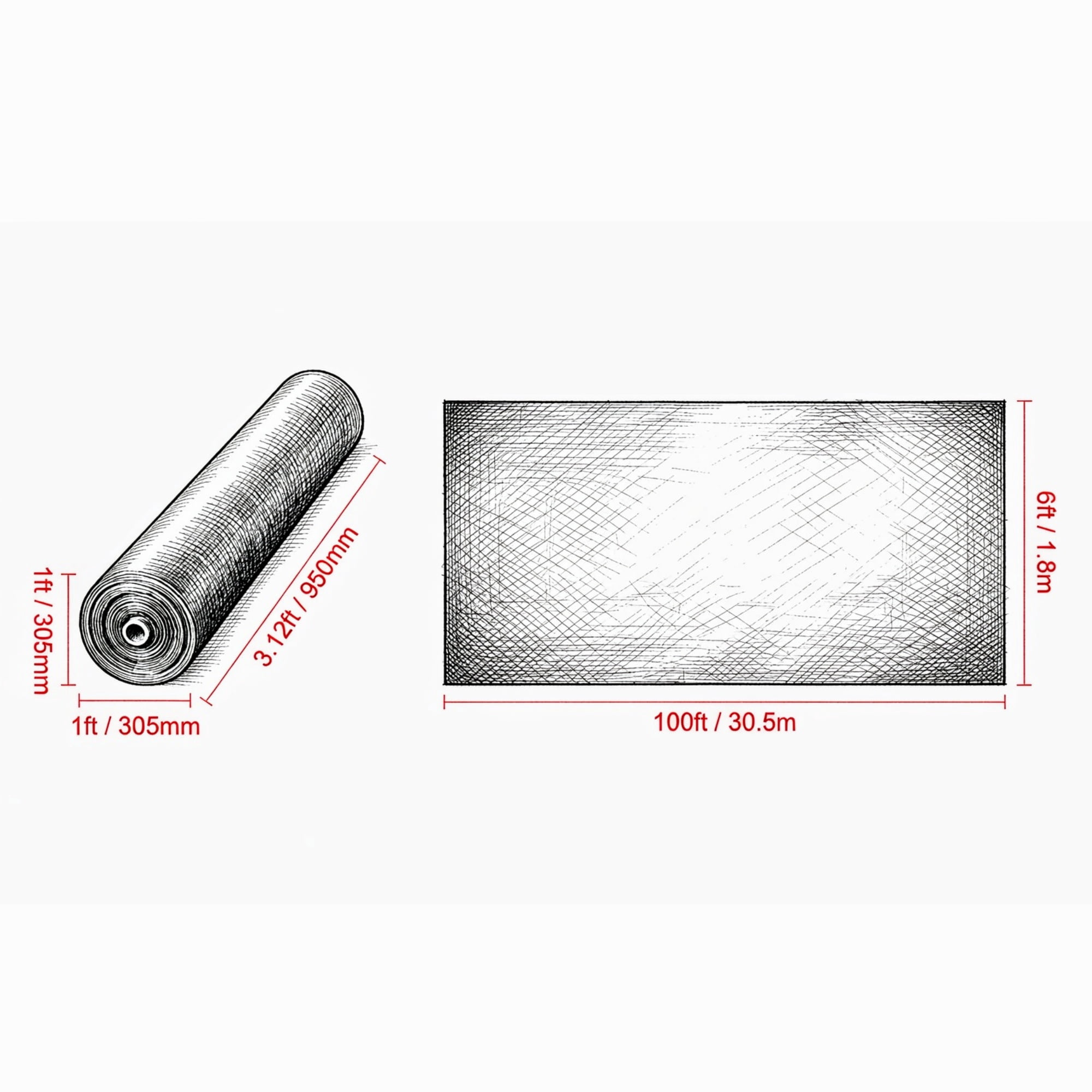 6x100ft Non-Woven Geotextile Fabric, Heavy Duty Driveway & French Drain Weed Barrier Ground Cover