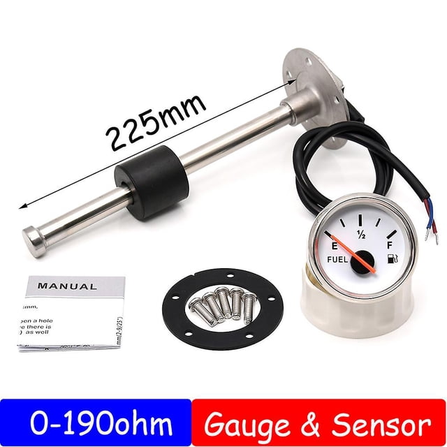 Pointer 52mm Fuel Level Gauge With Red Light Fuel Level Sensor 0-190ohm Oil Level Tank Fuel Indicator For Car Marine Boat