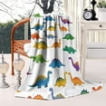 thumbnail image 2 of White Colorful Dinosaurs Pattern Blanket,Comfortable Soft Lamb Wool Throw Blanket,All Season,Warm Lightweight Blankets for Sofa Bed Couch Living Room Chair,60"x80", 2 of 4