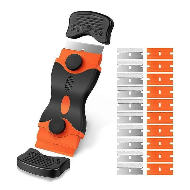 Dual-Head Scraper Tool with 20pcs Replacement Blades, Non-Scratch Multi-Purpose Cleaning Razor Scraper