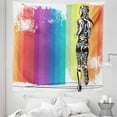 thumbnail image 1 of Colorful Tapestry, Female Marathon Runner Illustration on Vertical Stripes in Rainbow Colors, Fabric Wall Hanging Decor for Bedroom Living Room Dorm, 5 Sizes, Orange Purple Blue, by Ambesonne, 1 of 1