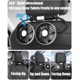 thumbnail image 3 of Dual Head Car Fan with Lights, USB Car Rear Seat Ventilation Fan, 3 Speeds and 360 Degree Rotatable Cooling Car Fans for Vehicles RV SUV Truck, 3 of 8