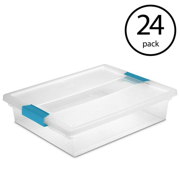 Sterilite Large Plastic File Clip Box Storage Tote Container with Lid