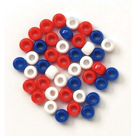 Pony Bead Plastic Light - Darice USA Red White Blue Plastic Pony Beads, 9mm, 720 Pieces