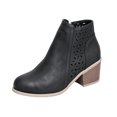 thumbnail image 2 of EKVAHL Ankle Booties for Women Cutout Casual Low Heeled Ankle Boots Comfortable Chunky Heel Dressy Booties Side Zipper Elegant Walking Short Boots, 2 of 4