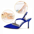 thumbnail image 3 of Women Pointed Toe High Heel Court Shoes 8.5CM Rhinestones Pleats Satin Party Dress Wedding Shoes, 3 of 6