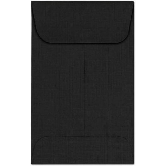 LUX Paper #1 Coin Envelopes, Black Linen, 2.25 x 3.5 inches, 1000/Pack