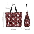 thumbnail image 5 of Bingfone Canvas Tote Bag for Women with Inner Pocket Aesthetic Cute Shopping Tote Bags Reusable Grocery Bags- Plaid Reindeer Snowflakes, 5 of 8
