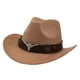thumbnail image 5 of Sombrero de vaquero occidental para mujer y hombre, elegante sombrero de vaquera para senderismo, accesorios de disfraz urbano. Marrón, 5 of 9
