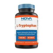 Nova Nutritions L-Tryptophan 1000 mg 60 Tablets - Tryptophan Supplements for Natural Sleep Aid, Stress Relief, Circulation & Immune Support