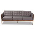 thumbnail image 2 of Baxton Studio Lenne Grey Upholstered Walnut Sofa, 2 of 10