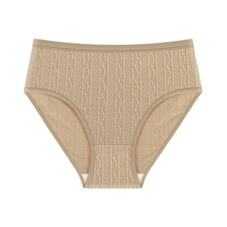 Scyoekwg Women s Underwear Ladies Underpants Knickers Solid Color Stretchy Comfort Hipster Panties High Waisted Underwear Underpants(Beige XS)