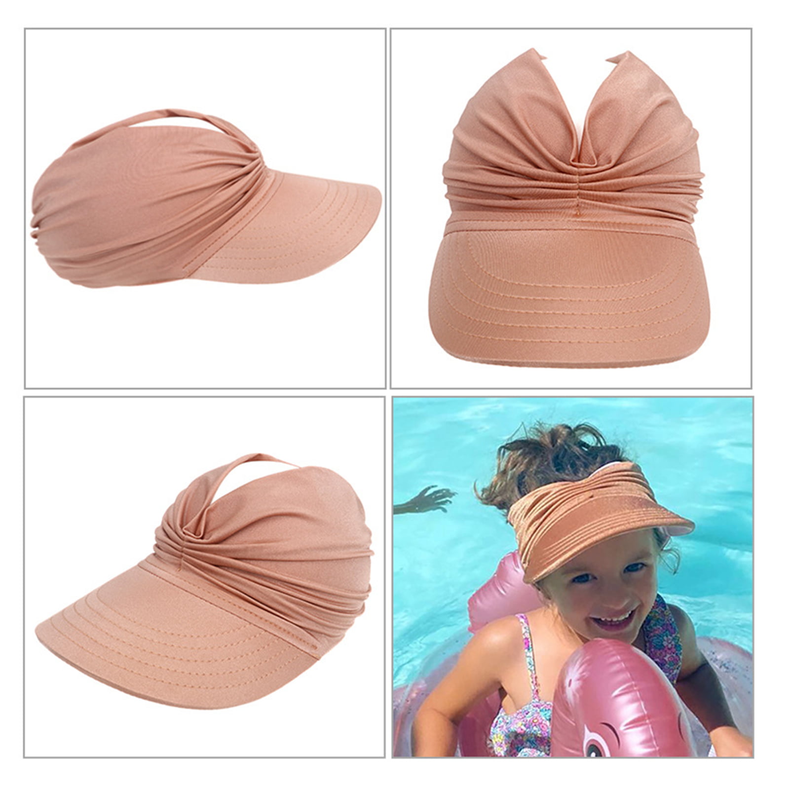 Aosijia 2 Pack Girls Sun Hat with Ponytail Hole UV Protection Kids Sun Hat  Kids Outdoor Fishing Hat Mesh Wide Brim Sun Hats 