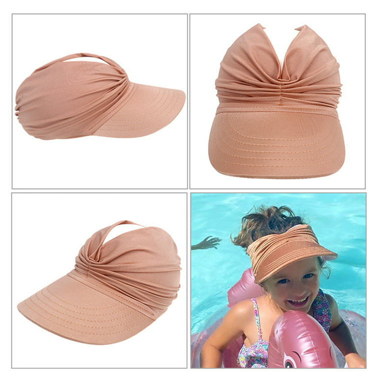 LEAQU Kids Girls Summer Hat, Sun Visor Hat Wide Brim Summer UV Protection  Beach Cap Elastic Hollow Top Style 