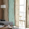 thumbnail image 4 of Farmhouse Teal Brown Sheer Curtains 96 Inches Long 2 Panels Set, Window Sheer Curtains for Living Room/Bedroom, Vintage Retro Ombre Wooden Light Filtering Rod Pocket Curtain 52'' x 96'' x 2, 4 of 7