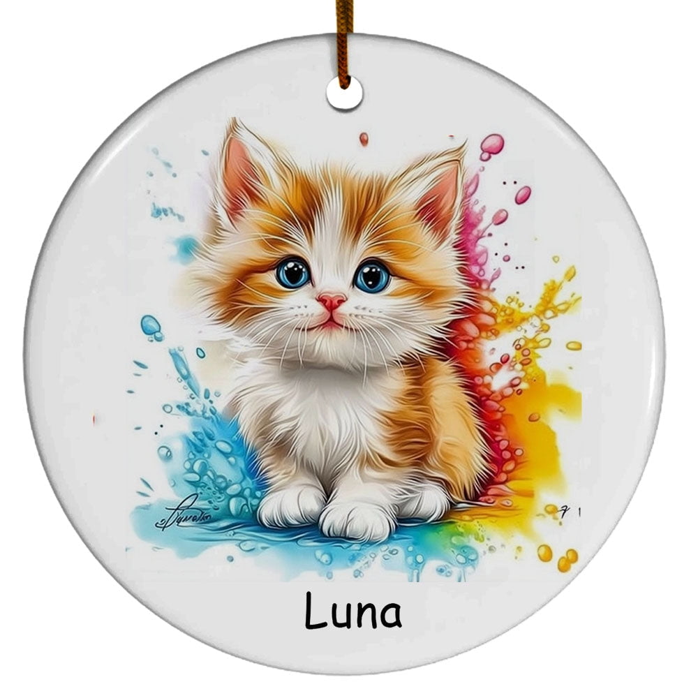 Personalized Munchkin Cat Christmas Ornament, Customized Ornament with Cat Name, Christmas Ornament, Gift for Mother's day, Father's day, Christmas, Birthday, Gift for Cat Lover