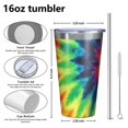 thumbnail image 4 of 16oz Tumblers Rainbow Tie Dye Mandala Pattern Stainless Steel Vacuum Insulated Double Wall Travel Tumbler Cups Mug with Lid and Straw,Cleaning Brush for Coffee,Tea, 4 of 4