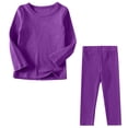thumbnail image 2 of Lovzfmll Solid Color Long Sleeve Lounge Set, Round Neck Top & Straight Pants for Boys & Girls, Casual Home Outfits for Toddler 2-3 Years, 2 of 6