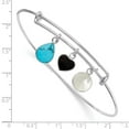 thumbnail image 3 of Sterling Silver Bracelet Bangle Women's Onyx 1.5 mm 8 ine Syn. Turq. MOP Expandable, 3 of 4