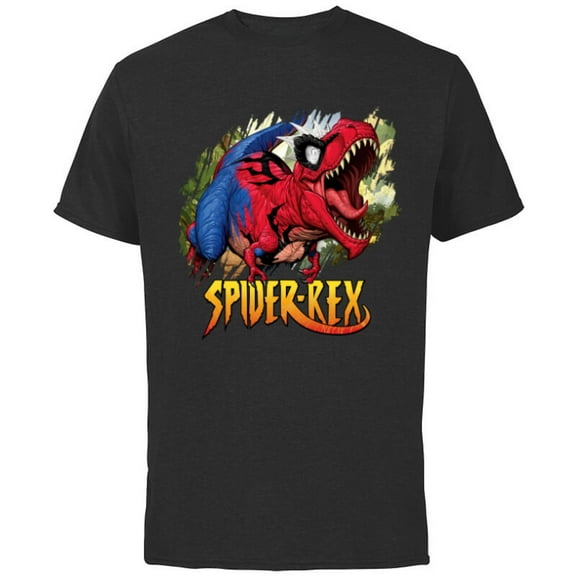 Marvel Spider-Man Spider-Rex Rip and Roar - Short Sleeve Cotton T-Shirt for Adults - Customized-Black