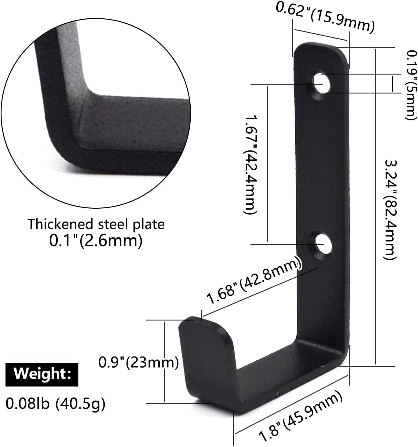 ABCISI (12 Pack) Heavy Duty Steel Wall J Hooks with Double Hole Screws Stronger Installation for Hanging Home, Office, Garage, Bathroom, Dressing Rooms, Wall-Mounted Coat Racks, Black