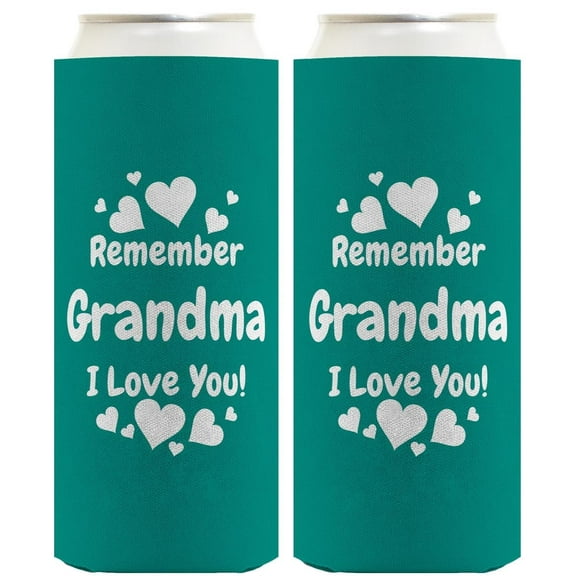 Gifts For Grandma Remember Grandma I Love You 2-Pack Ultra Slim Can Thermocoolers