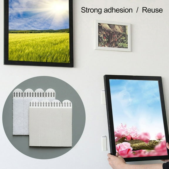 Saving! SSNTSY Wall stickers Mall Picture Hangers 12 Pairs Picture Hanging Strips Heavy Duty Adhesive Poster Strips for Wall Non Punching Damage Picture