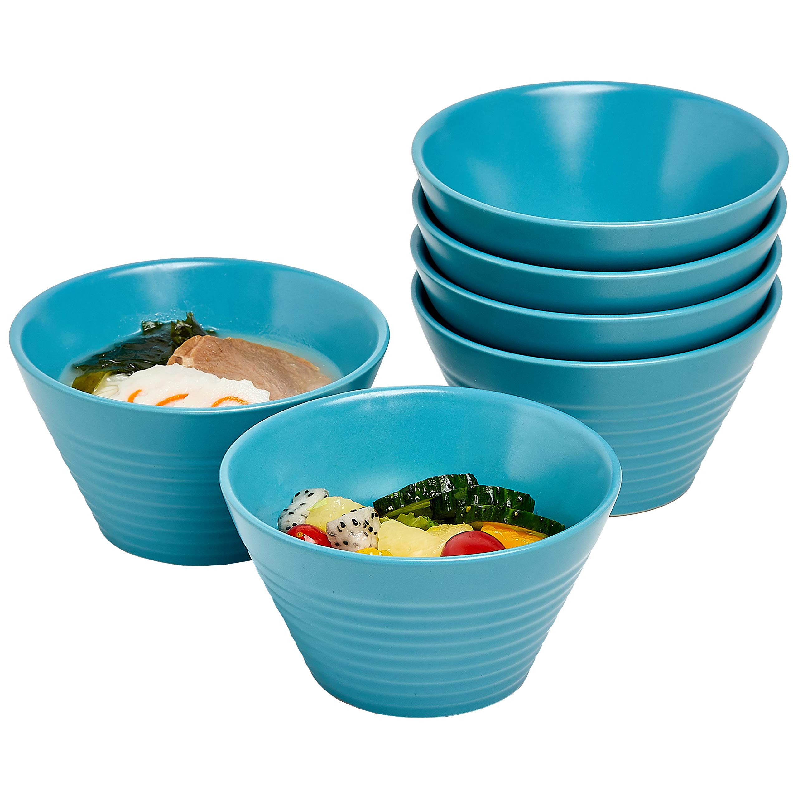 Ramen Bowl 13 Oz. Set of 6 Ceramic Ramen Noodle Rice Bowl, Microwave