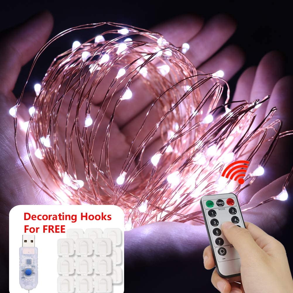 Fairy Lights 33ft 100 LED 8 Flash Modes with Decorating Clips, Remote