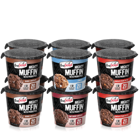 FlapJacked Mighty Muffin Chocolate Lovers New Edition Variety Pack, 12