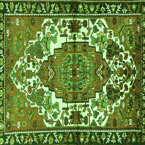 Ahgly Company Indoor Square Persian Green Traditional Area Rugs, 3' Square