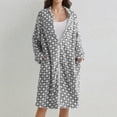 thumbnail image 7 of Flannel Zip-Up Robes For Women, Polka Dot Long Sleeve Housecoat, Ladies Winter Warm Fleece Mid Bathrobe S-XL, 7 of 7