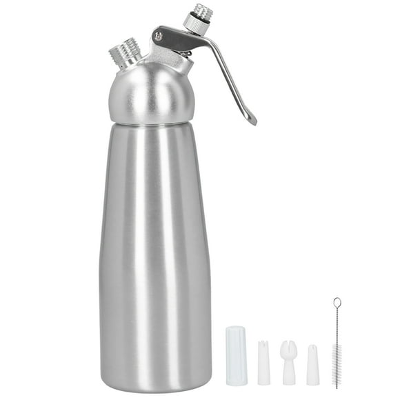 Batidor de crema de aleación de aluminio, dispensador de espuma para pasteles, postres, herramienta de bricolaje con 3 boquillas de decoración, 500 ml