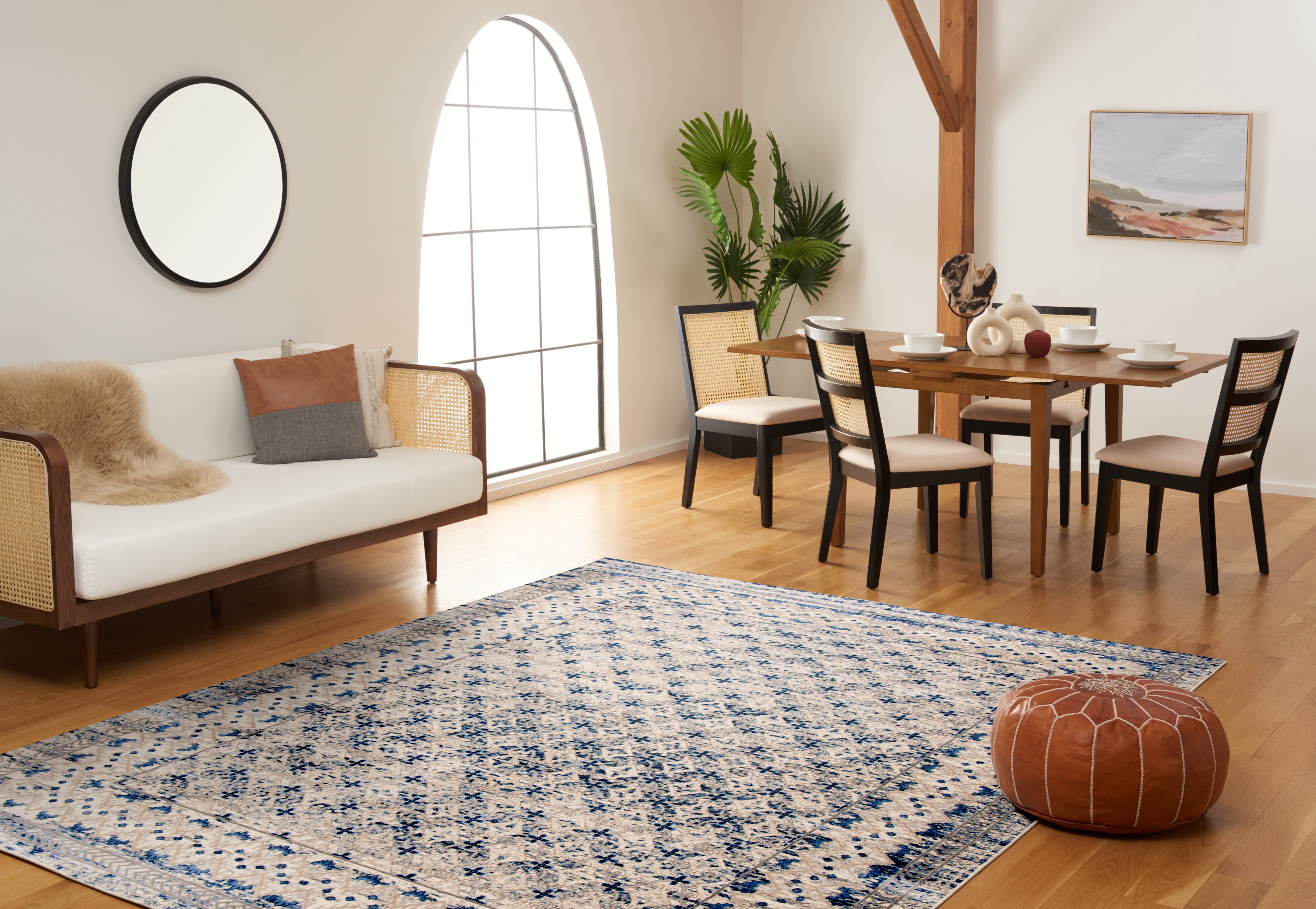 SAFAVIEH Brentwood Dory Geometric Area Rug, Light Gray/Blue, 4' x 6'
