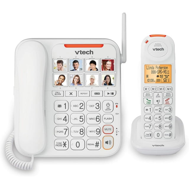Remis à Neuf (Excellent) - VTech CareLine SN5147 Système de Téléphone pour Aînés Amplifié Filaire/sans Fil avec Sonnerie Visuelle Extra-Bruyante de 90 dB, Gros Boutons et Grand Écran