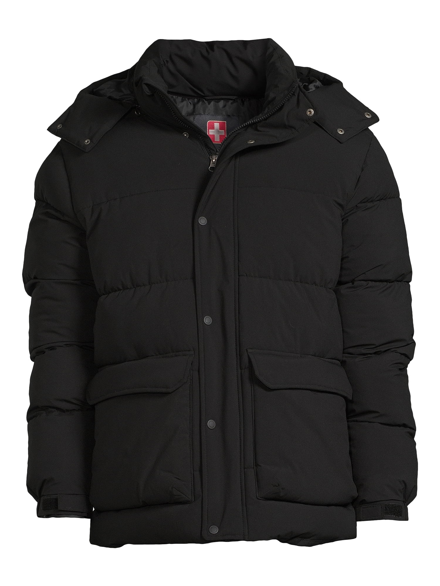 Swiss Tech Men's Quilted Puffer Jacket with Removable Hood, Sizes S-3XL