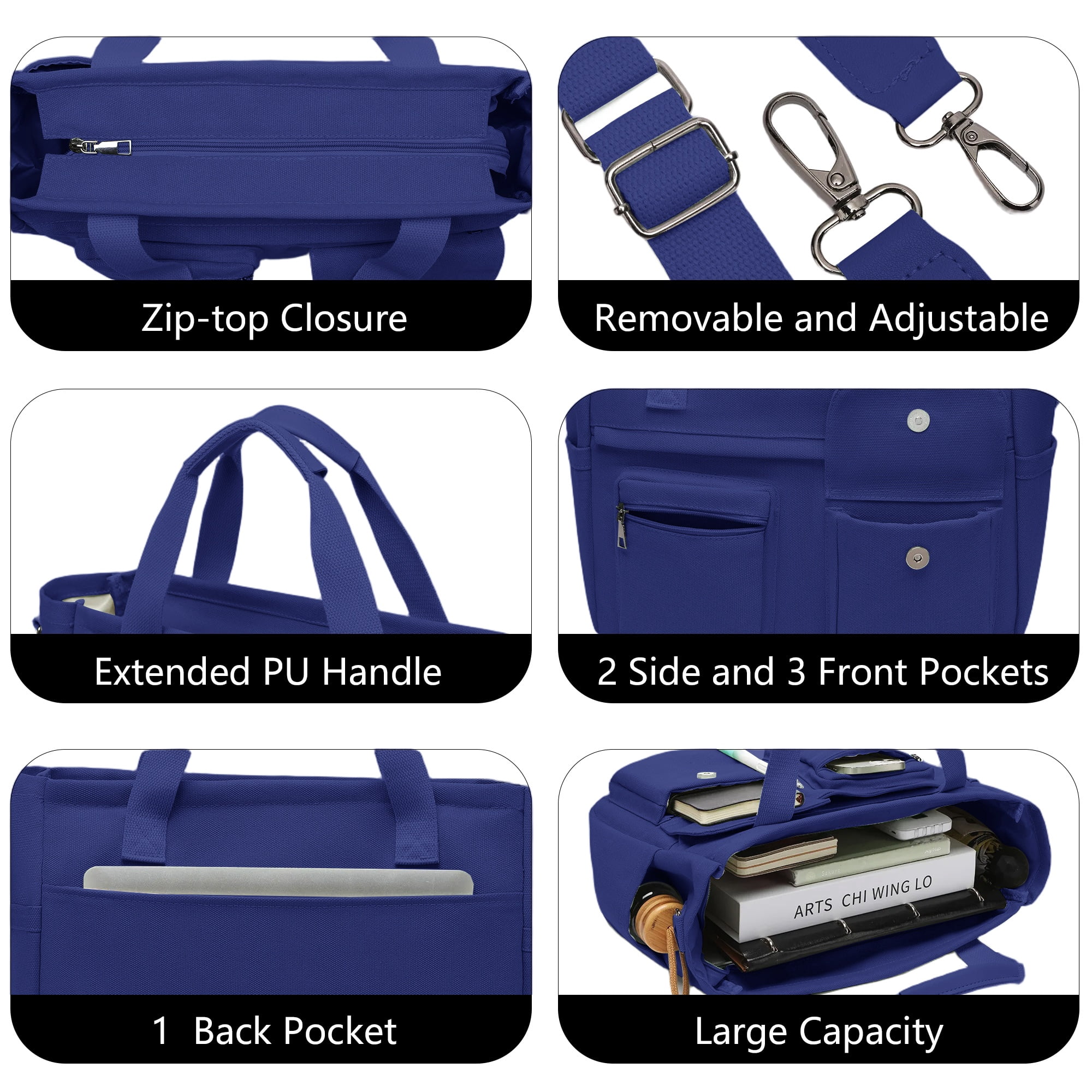 2pcs/set Large Canvas Tote Bag for Women, Laptop Work Bags Crossbody Shoulder Hobo Messenger Handbag Purse Travel Gym Totes