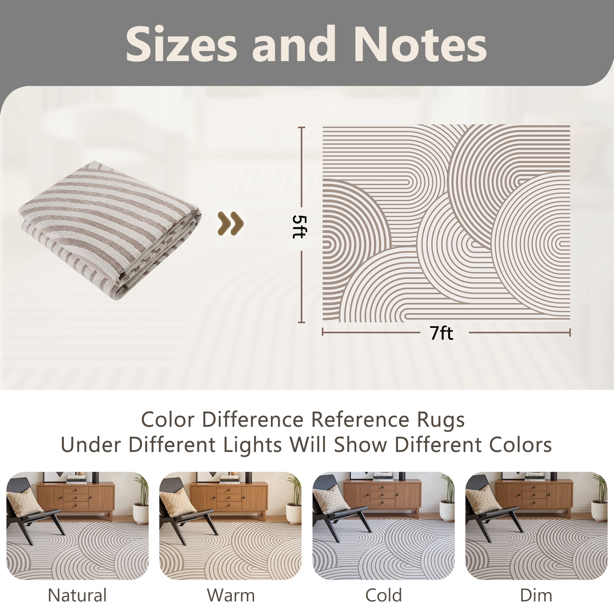 SIXHOME 5'x7' Area Rug Washable Boho Beige Modern Rugs for Living Room Bedroom Jacquard Geometric Soft Neutral Carpet Non Slip Indoor Rugs for Dining Room Home Office