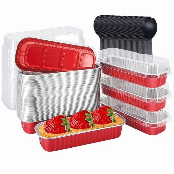 Moldes para hornear LNYZQUS Mini, papel de aluminio de 200 ml con tapas, paquete de 50