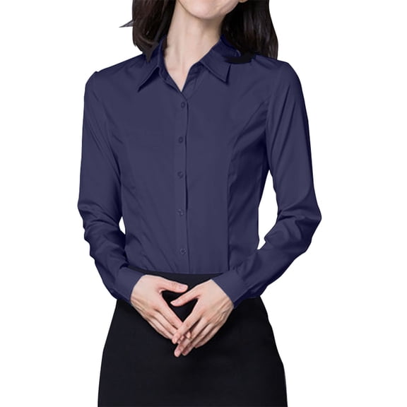 Long Sleeve Shirts for Women Casual Blouse with Round Neck Fitted Shape Womens Tops Dressy Casual