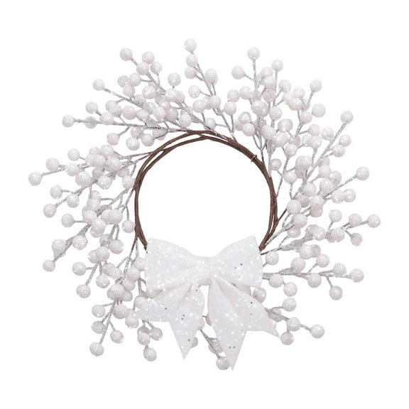 XINGAG Artificial Flowers 33cm Berry Wreath With Glitter Bow Red//White/Gold Holiday Wreath For Door Wall Fireplace Outside Indoor Porch Patio Window Home Decor Realistic Simulated Floral