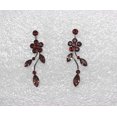 thumbnail image 4 of Faship Gorgeous Burgundy Rhinestone Crystal Floral Necklace Earrings Set, 4 of 5