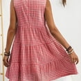 thumbnail image 5 of Dolkfu Red Summer&Fall Dresses for Women Crew Neck Sleeveless Mid-Length French Style Peasant Dresses Plaid Refreshing Relaxed Fit Dresses Red,Xl, 5 of 6