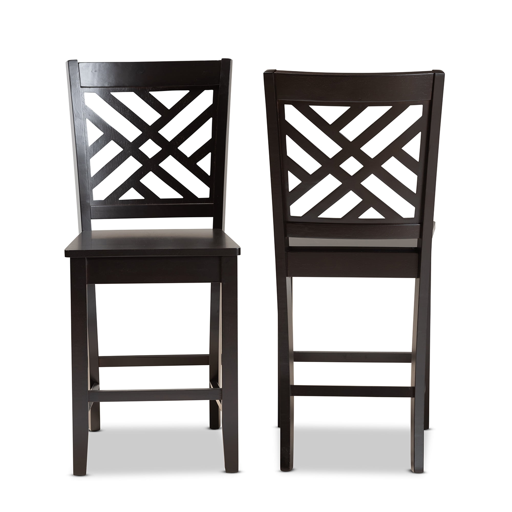 Baxton Studio Caron Modern and Contemporary Transitional Dark Brown Finished Wood 2-Piece Counter Stool Set