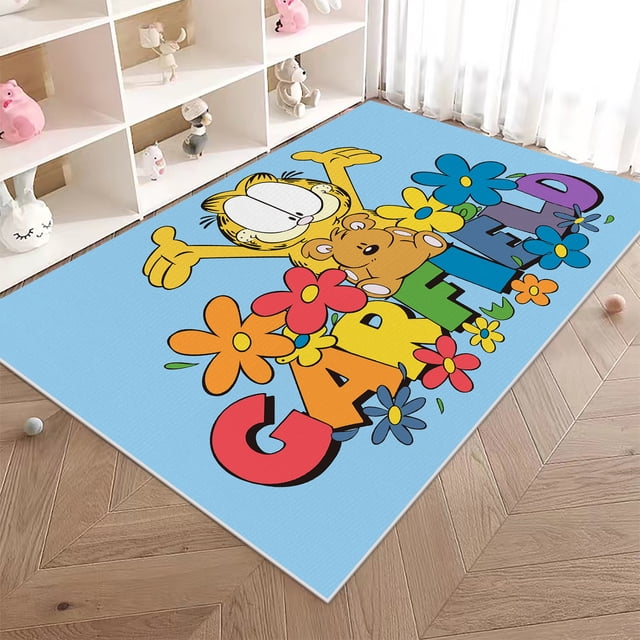 Kawaii Garfield Cartoon Rug Animation Cat Living Room Kitchen Non Slip Floor Mat Bedroom Sofa Comfortable Decoration Carpet