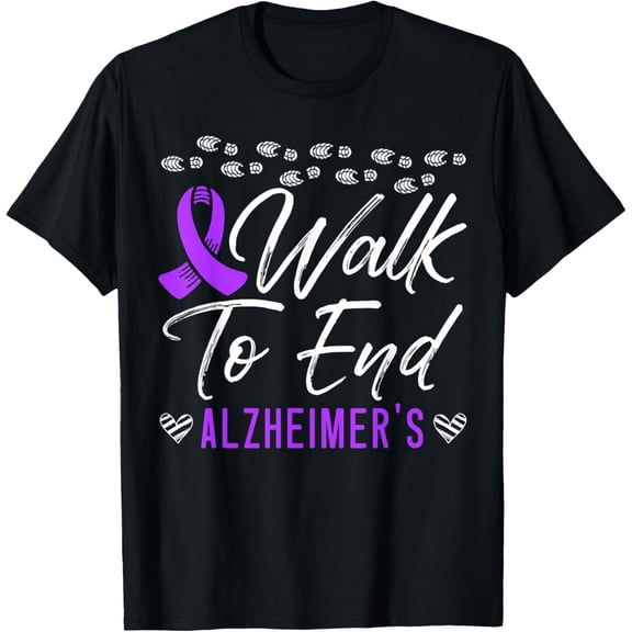 Walk To End Alzheimer's Disease Dementia I Wear Purple T-ShirtMen and women can wear, black T-shirts, gifts. Age: M,L，XL 2XL, 3XL, 1301XL