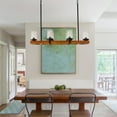 thumbnail image 5 of Rustic Farmhouse Chandelier with Seeded Glass - Adjustable 6-Light Wood & Hemp Pendant for Kitchen Island & Dining Room, 5 of 9