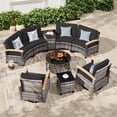 thumbnail image 2 of MEISSALIVVE 9-Piece Half-Moon Curved Outdoor Patio Furniture Set, Sectional Conversation Sofa with 2 Swivel Glide Chairs, Coffee & Side Tables for Backyard Deck Garden, Black, 2 of 10