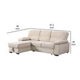 thumbnail image 5 of Exie 98 Inch 2 Piece Sectional Sofa, Pull Out Bed, Storage, Beige Velvet- Saltoro Sherpi, 5 of 5