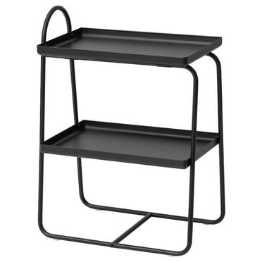 ALLIALM MKLL Bedside table/shelf unit, black WITH WOOD